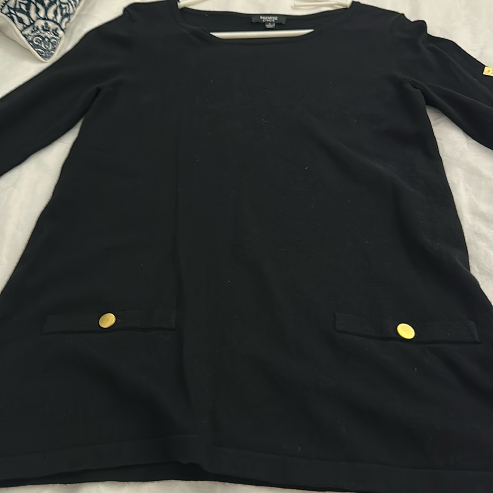 Chico's Black Sweater with Gold Accents